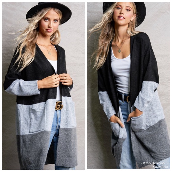 Sweaters - ❤️NEW Perfect Longline Color Block Pocket Cardigan